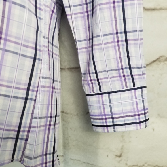 Berto Lucci M Purple Plaid Button-Down Dress Shirt - Picture 5 of 10